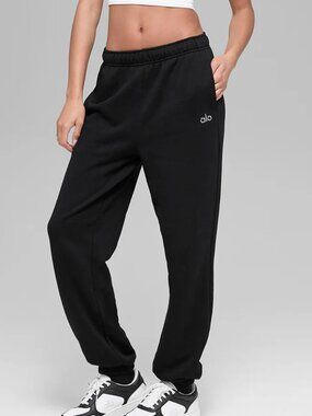 Alo Yoga Accolade French Terry Lounge Sweatpant In Black Women's Size XL (NWT)